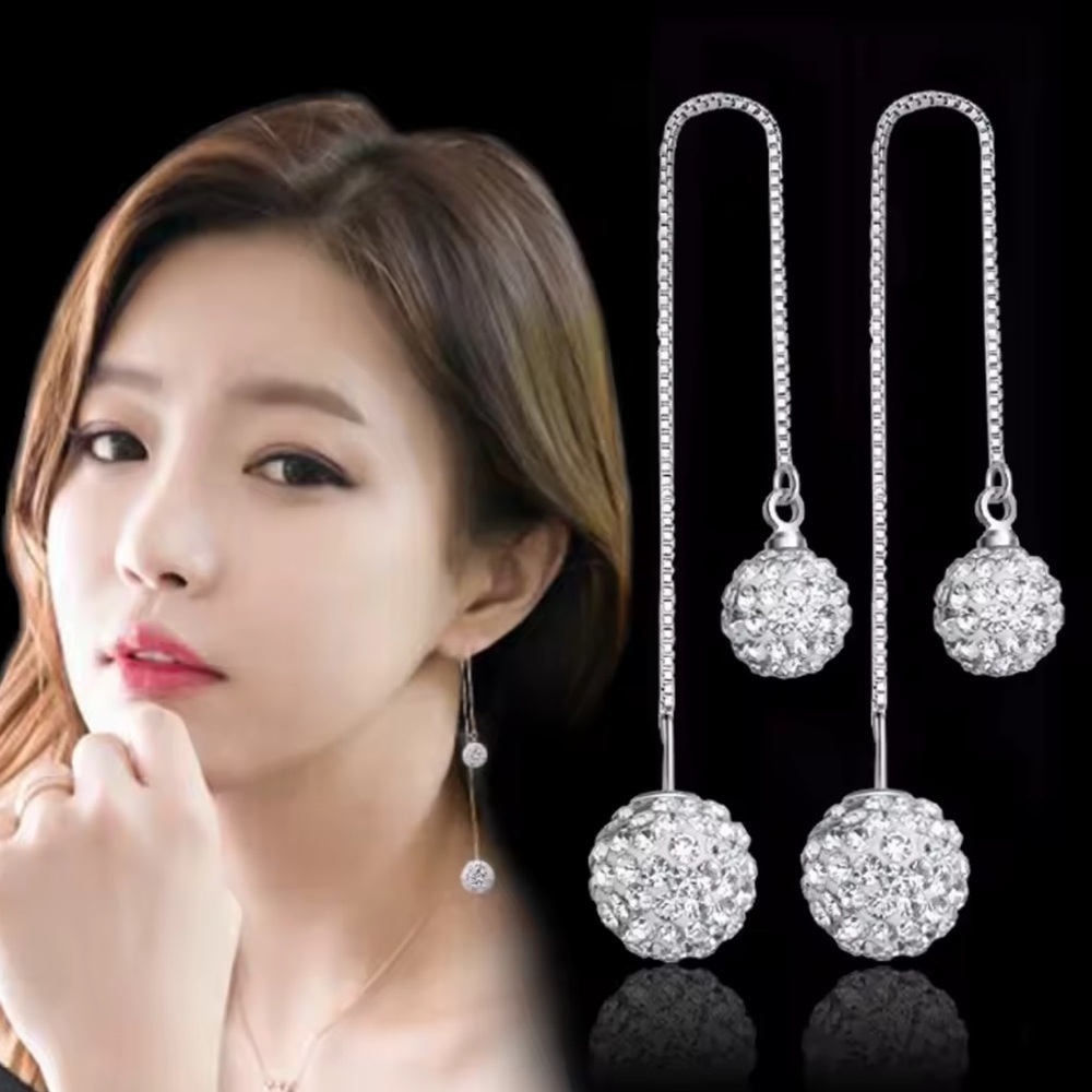 NEW! Elegant 925 Silver Drop Earrings. Luxury Long Earrings. A3-145
